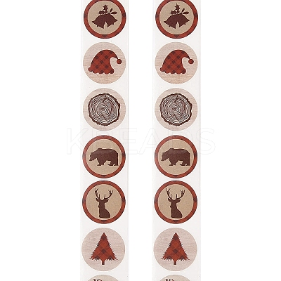 500Pcs Christmas Theme Round Stickers AJEW-S090-04H-1