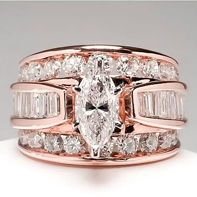 Horse Eye Alloy with Crystal Rhinestone Finger Rings FS-WG251C3-11-1