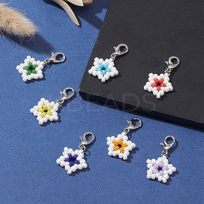Star Glass Seed Beads Pendants HJEW-MZ00029-1