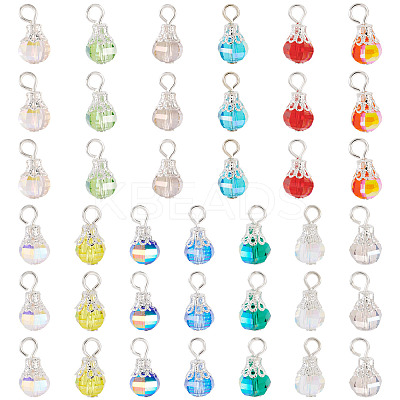 130Pcs 13 Colors Glass Pendants PALLOY-TAC0194-1