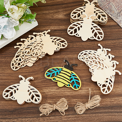 40Pcs Moth Unfinished Blank Wooden Pendants Set for Painting Arts AJEW-FH0006-65-1