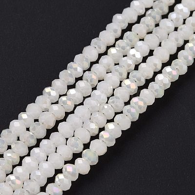 Half Plated Faceted Rondelle Electroplate Imitation Jade Glass Bead Strands X-EGLA-D020-3x2mm-05-1