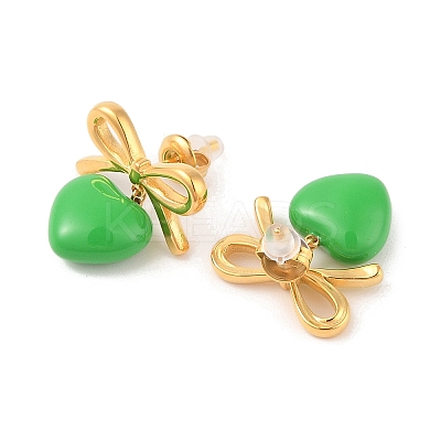 Heart Resin Stud Earrings EJEW-Z064-04G-1