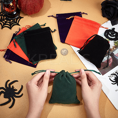 24Pcs 4 Colors Velvet Cloth Drawstring Pouches TP-BC0001-04-1