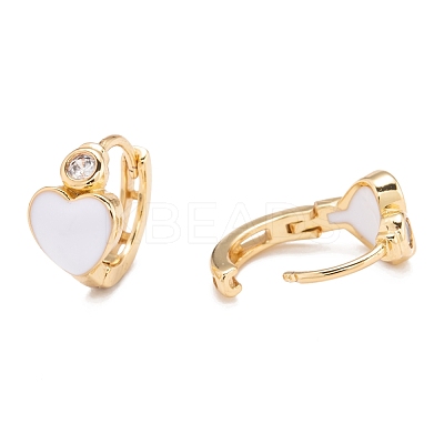 Brass Micro Pave Clear Cubic Zirconia Huggie Hoop Earrings EJEW-P187-A-1