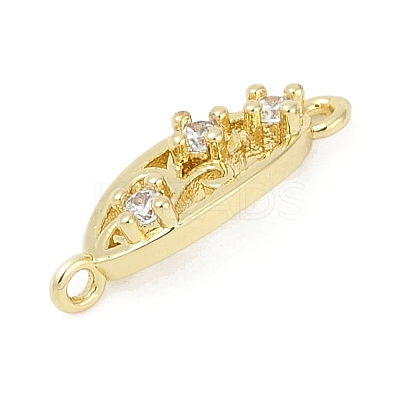 Brass Clear Cubic Zirconia Connector Charms KK-Z094-06G-01-1