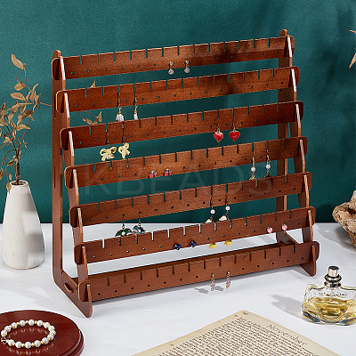 7-Tier Trapezoid Wood Earrings Organizer Holder Displays RDIS-WH0015-05-1