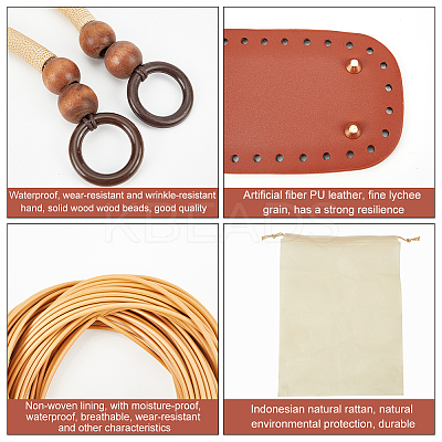 DIY Women's Plastic Rattan Woven Handbag Set DIY-WH0033-25-1