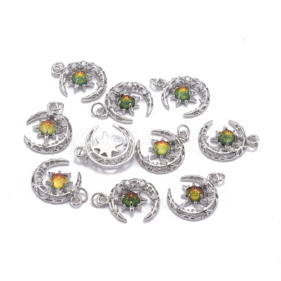 Brass Micro Pave Clear Cubic Zirconia Glass Pendants ZIRC-C024-06P-02-1