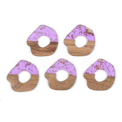Transparent Resin & Walnut Wood Pendants RESI-S389-050A-B01-1