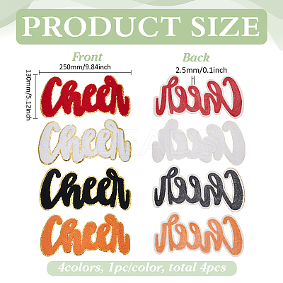 4Pcs 4 Colors Towel Embroider Thread Iron on/Sew On Patches PATC-FG0002-85-1