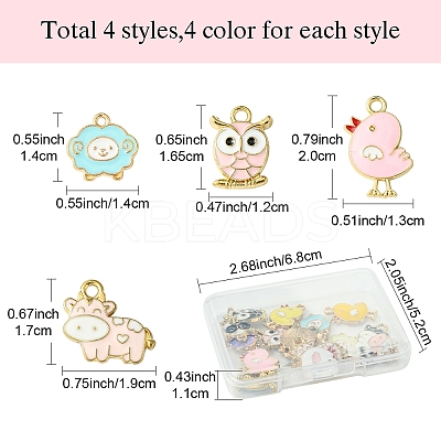 16Pcs 16 Styles Animal Shape Alloy Enamel Pendants FIND-YW0005-75-1