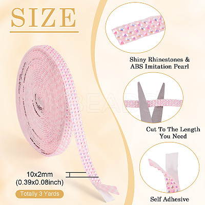 3 Yards Resin Self Adhesive Sewing Trim Hotfix Rhinestone Tape DIY-TA0013-15D-1
