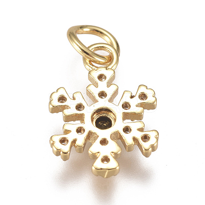 Christmas Brass Micro Pave Cubic Zirconia Charms ZIRC-F111-02G-1