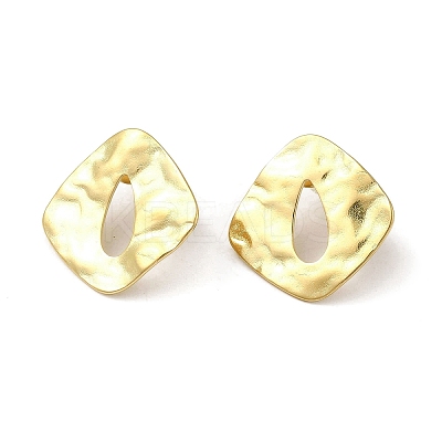 304 Stainless Steel Rhombus Stud Earrings for Women EJEW-Q781-14G-1