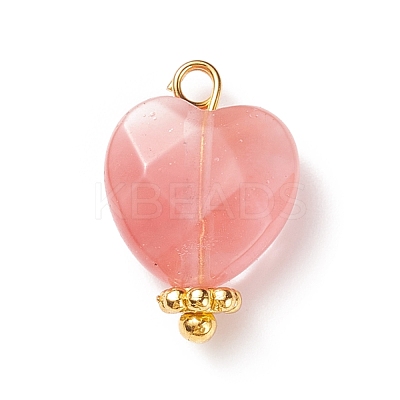 Cherry Quartz Glass Charms PALLOY-JF01863-05-1