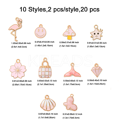 20Pcs 10 Styles Alloy Enamel Pendants ENAM-FP0002-55-1