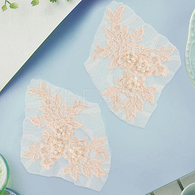 Flower Shape Polyester Embroidery Sew on Flower Appliques DIY-WH20032-60A-1