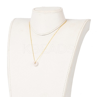 Rondelle Natural Rose Quartz Pendant Necklaces NJEW-JN03237-02-1