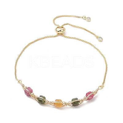 Natural Multicolor Tourmaline Cube Beads Slider Bracelets BJEW-JB13345-01-1