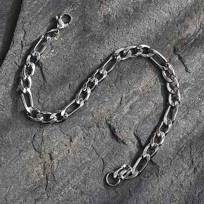 Tarnish Resistant Trendy Women's 304 Stainless Steel Figaro Chain Bracelets LS-STAS-A028-B017P-1