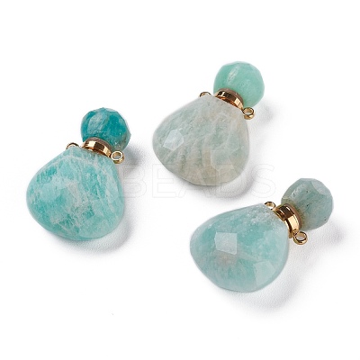 Teardrop Natural Amazonite Perfume Bottle Pendants G-H241-02A-G-1