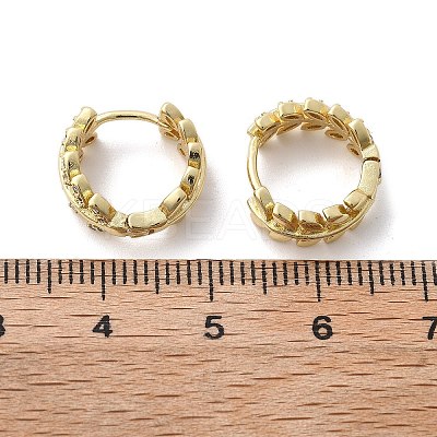 Clear Cubic Zirconia Leaf Hoop Earrings LS-EJEW-B013-01-1