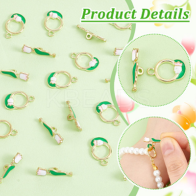 40Pcs 2 Styles Tulip Alloy Enamel Pendants FIND-PH0021-39-1