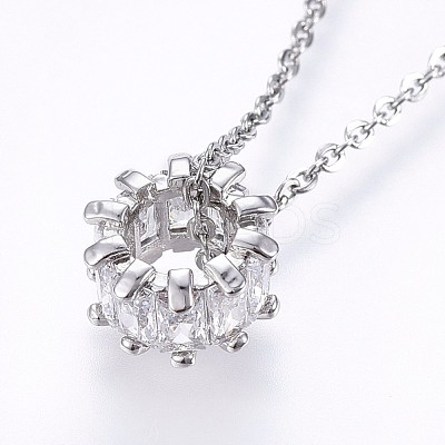Brass Micro Pave Cubic Zirconia Pendant Necklaces NJEW-H486-18P-1