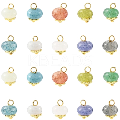 50Pcs 10 Colors Glass Pendants PALLOY-YW00180-1
