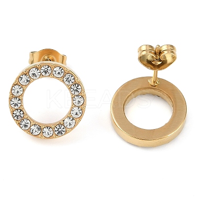 PVD Vacuum Plating 304 Stainless Steel Stud Earrings EJEW-C099-09G-02-1