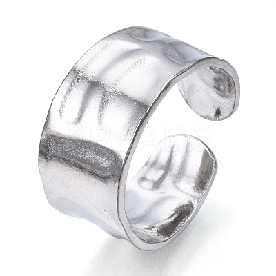 Non-Tarnish 304 Stainless Steel Wide Open Cuff Ring for Women RJEW-N040-09-1