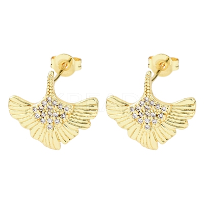 Brass Micro Pave Clear Cubic Zirconia Stud Earrings EJEW-D351-10G-1