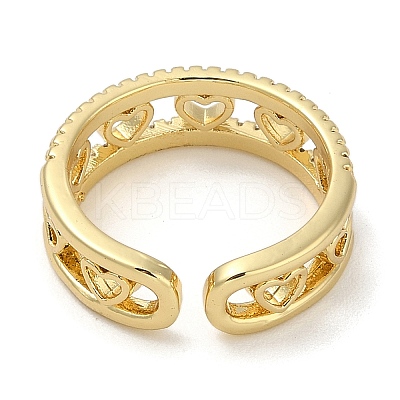 Rack Plating Brass Micro Pave Cubic Zirconia Cuff Finger Rings for Women RJEW-C114-11B-G-1