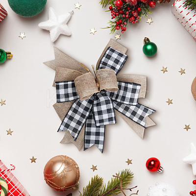1Pc Christmas Linen Big Bowknot Decorations AJEW-CN0005-55B-1