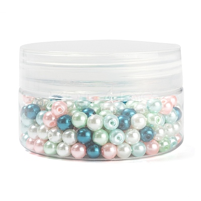 300Pcs Baking Paint Pearlized Glass Pearl Round Beads HY-FS0001-04-1