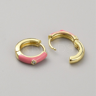 Enamel Hoop Earrings with Clear Cubic Zirconia EJEW-WH0004-39C-1