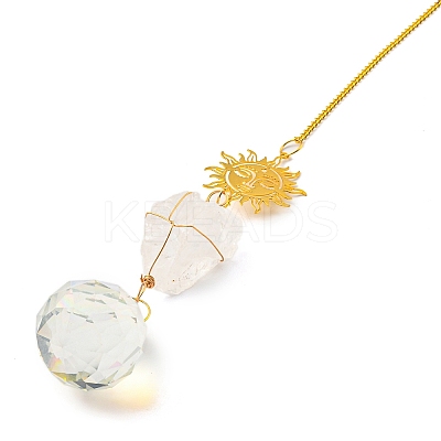 Wire Wrapped Nuggets Natural Quartz Crystal Pendant Decorations LS-HJEW-C008-03A-G-1