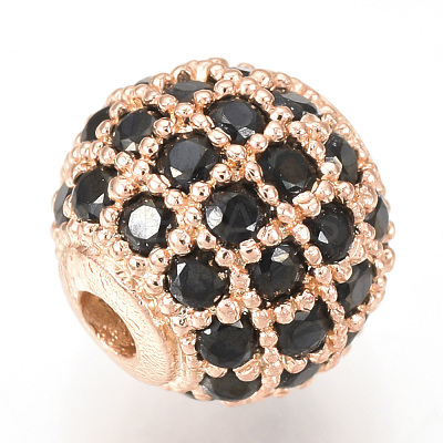 Brass Micro Pave Cubic Zirconia Beads ZIRC-Q013-10mm-143RG-1