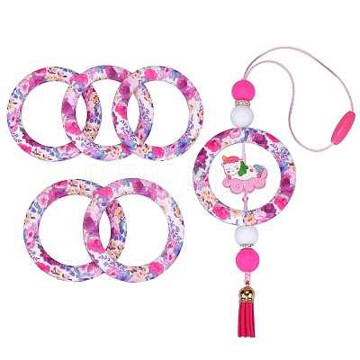 5Pcs Ring Food Grade Eco-Friendly Silicone Focal Beads JX893O-1