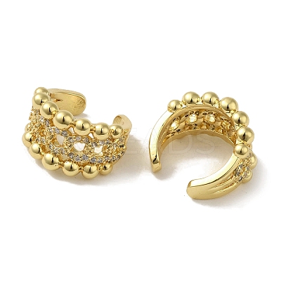 Rack Plating Brass Micro Pave Clear Cubic Zirconia Twisted Chain Ring Cuff Earrings for Women EJEW-P280-15G-1