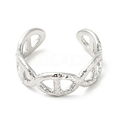 Non-Tarnish 304 Stainless Steel Oval Buckle Open Cuff Ring for Men Women RJEW-I085-12P-1