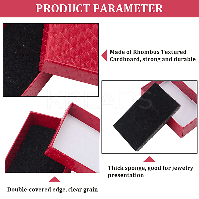 15Pcs Rhombus Textured Cardboard Jewelry Boxes CBOX-DJ0001-03C-1