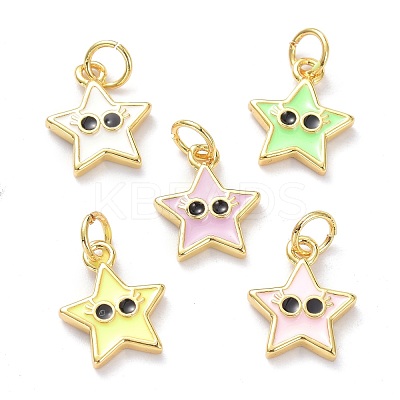 Real 18K Gold Plated Brass Enamel Charms KK-L206-019G-1