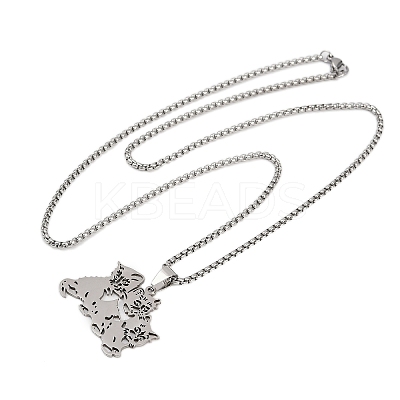 201 Stainless Steel Hollow Cute Cat Pendant Necklaces for Women LS-NJEW-K283-38P-1