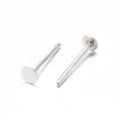 925 Sterling Silver Flat Pad Stud Earring Findings STER-K167-045B-S-1