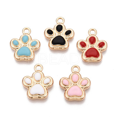 Rack Plating Alloy Enamel Pendants ENAM-T024-01M-G-1