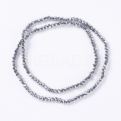 Faceted Rondelle Electroplate Glass Beads Strands X-EGLA-D009-27-1