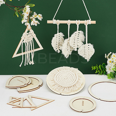2 Sets Triangle Wood Hoop Rings Macrame for DIY Craft Making DIY-BC0009-97-1