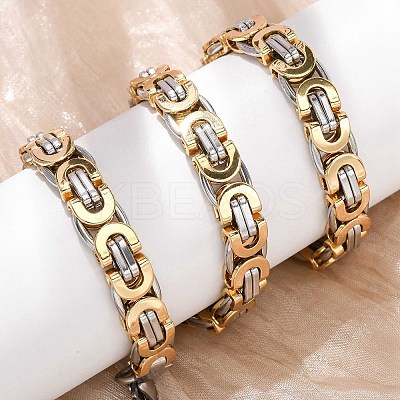 9MM Two Tone 304 Stainless Steel Byzantine Chain Necklaces for Women Men NJEW-F363-03GP-1